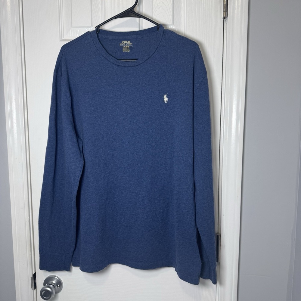 Polo Ralph Lauren Shirt Mens Large Blue Long Sleeve Pullover Shirt